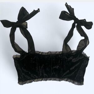 Dolls Kill Widow Black Velvet Bra With Sheet Self Ties size XL